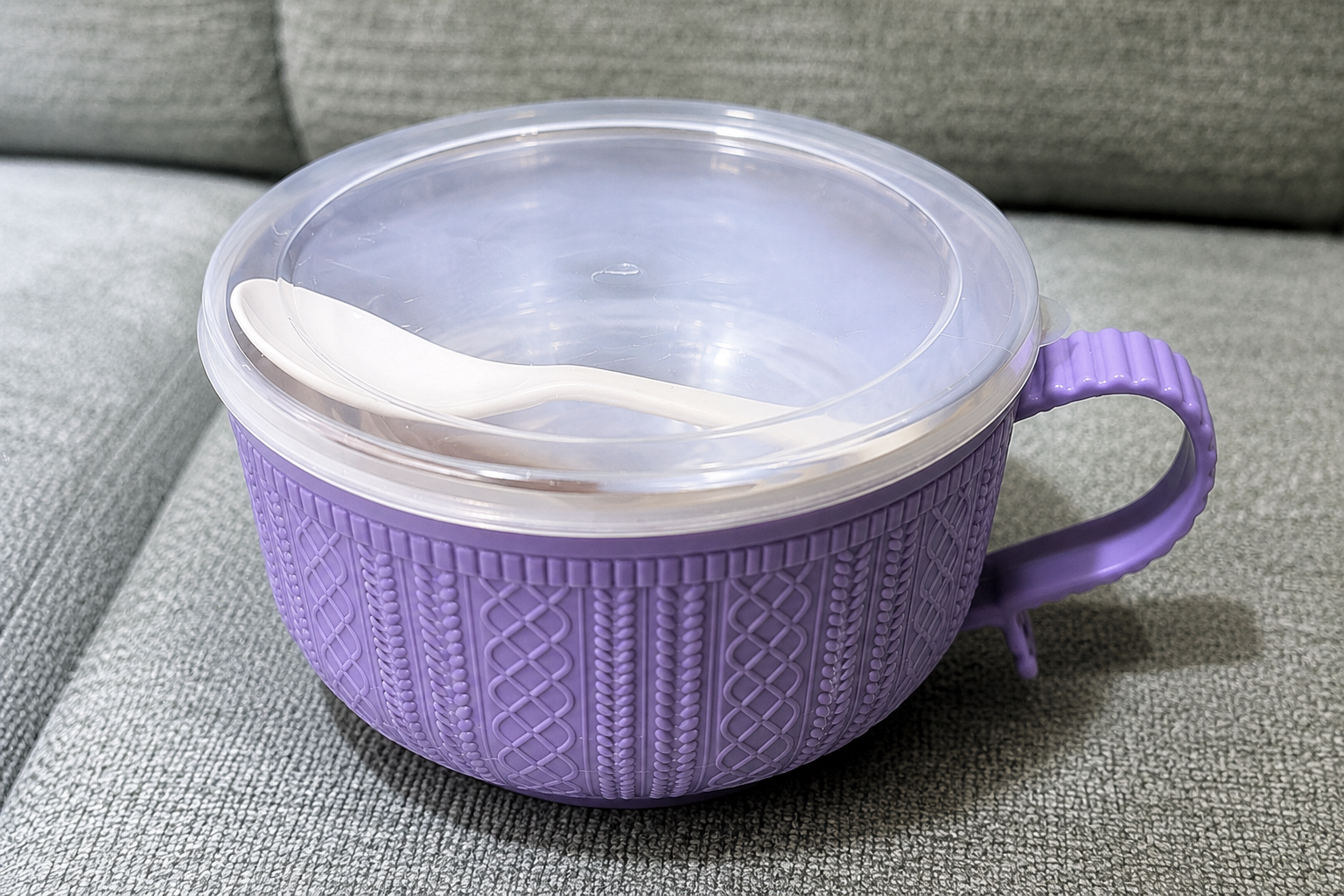 Purple Soup Bowl with Lid & Spoon | Microwave Safe | Portable Food Bowl | CozyHomeWare