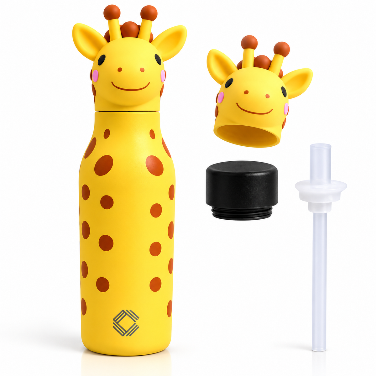 Cute Animal Kids Water Bottle 500ml | Stainless Steel Drinking Bottle with 3D Animal Head Cap