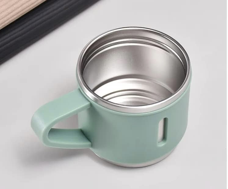Vacuum Insulated Travel Flask Set with Extra cups Green