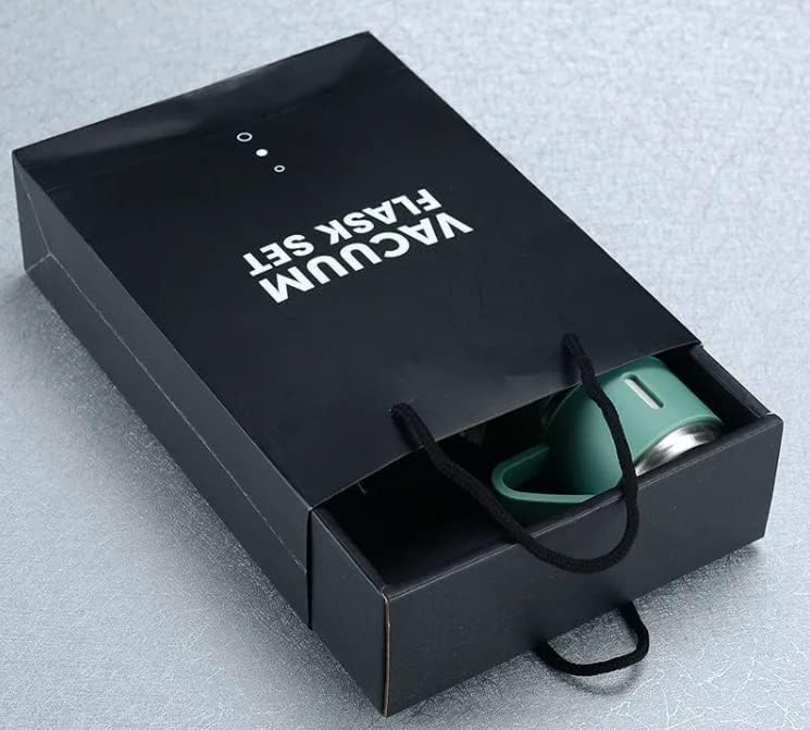 Vacuum Insulated Travel Flask Set with Extra cups Green