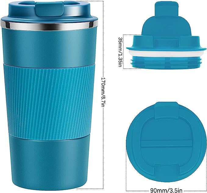 Insulated Travel Coffee Mug, 510ml/17oz Blue