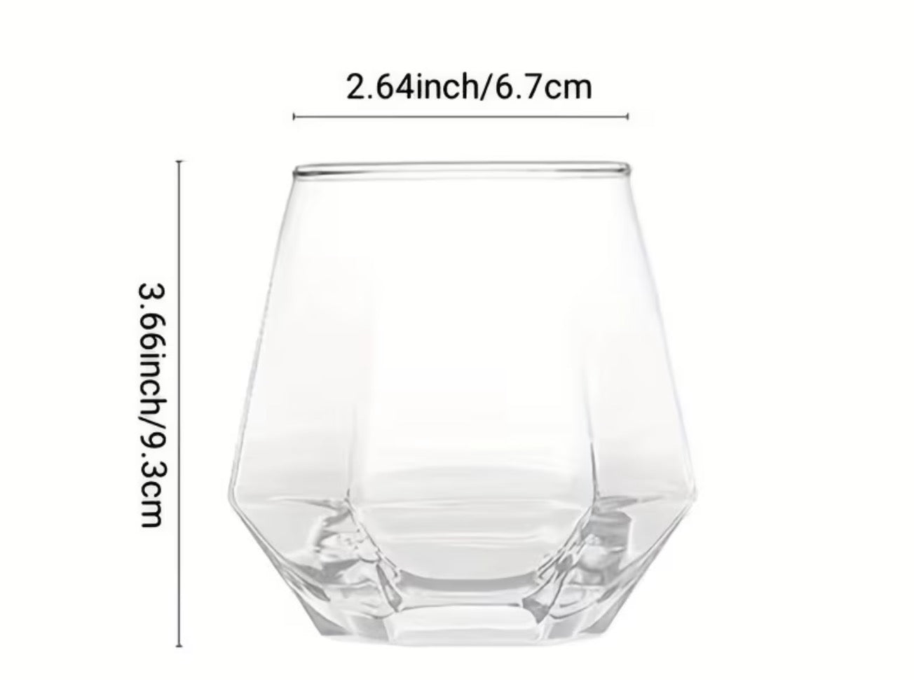 Hexagonal Crystal Glass Tumbler Set – 6 Piece Modern Drinking Glasses (310ml)