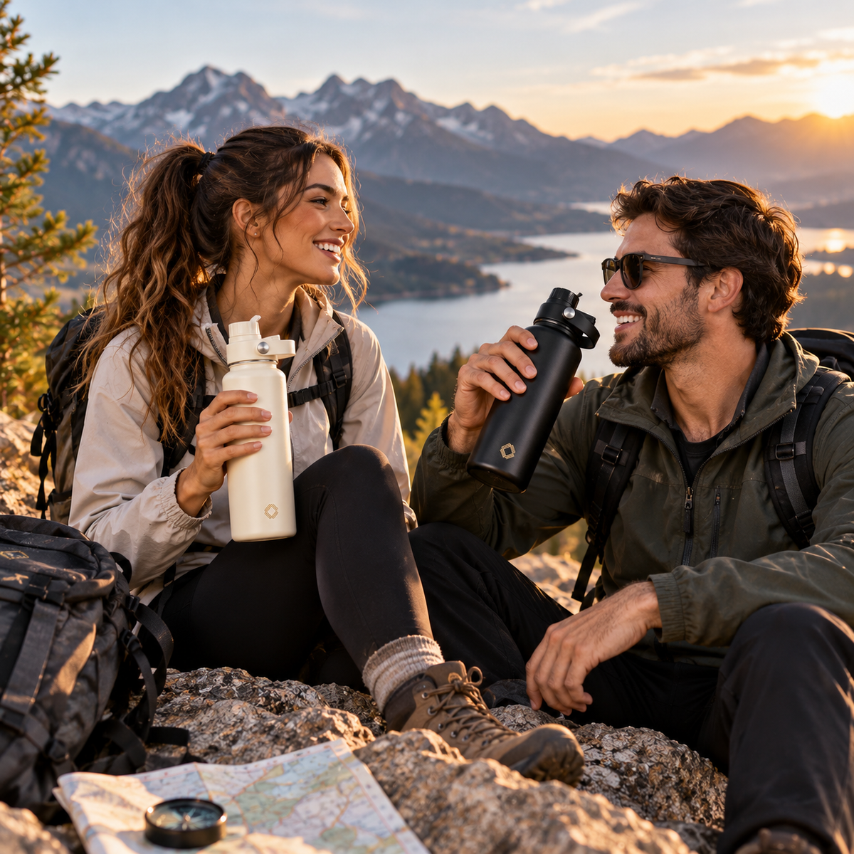 Adventure Together™ Gift Box Includes Flasks, Towels, Candle, Passport Holders and a Premium Magnetic Lid Gift Box