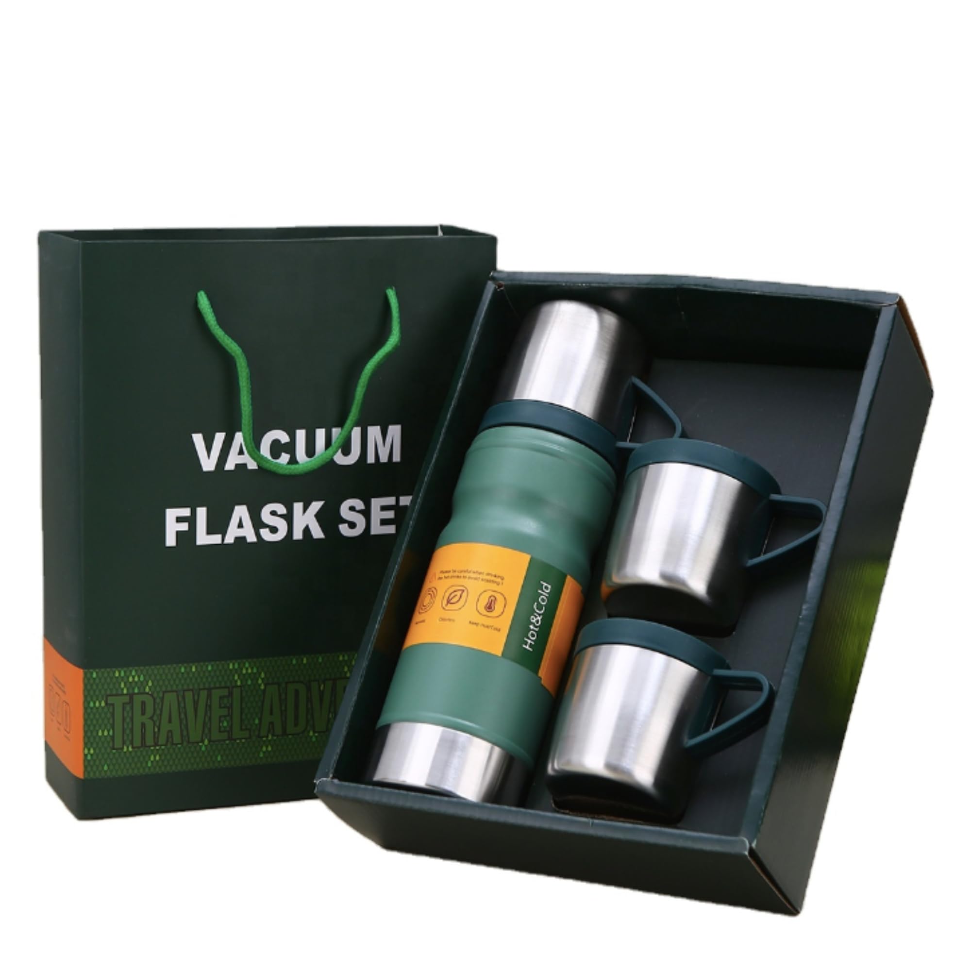 Vacuum Insulated Travel Flask Set with Extra cups
