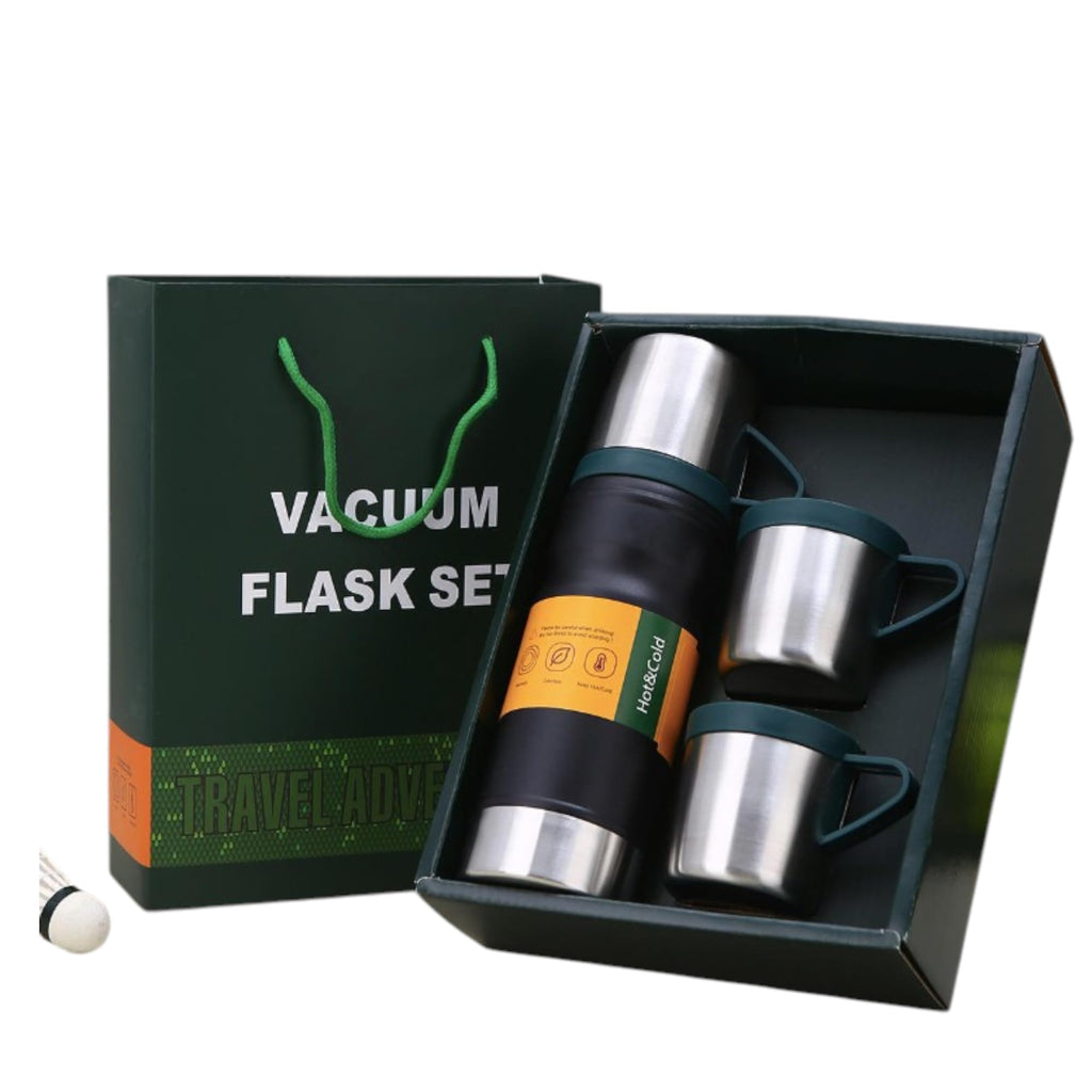 Vacuum Insulated Travel Flask Set with Extra cups