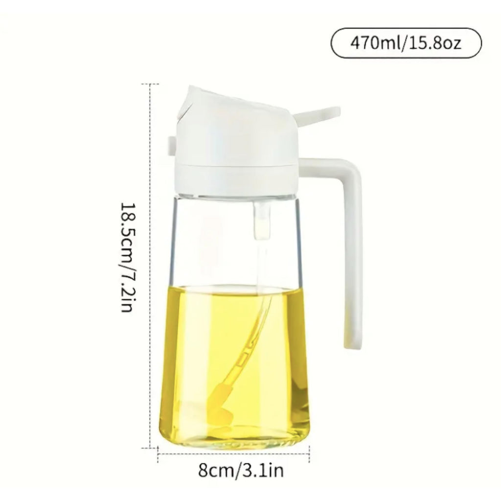 Oil Dispenser and Sprayer 2 in 1 470ml Glass Bottle