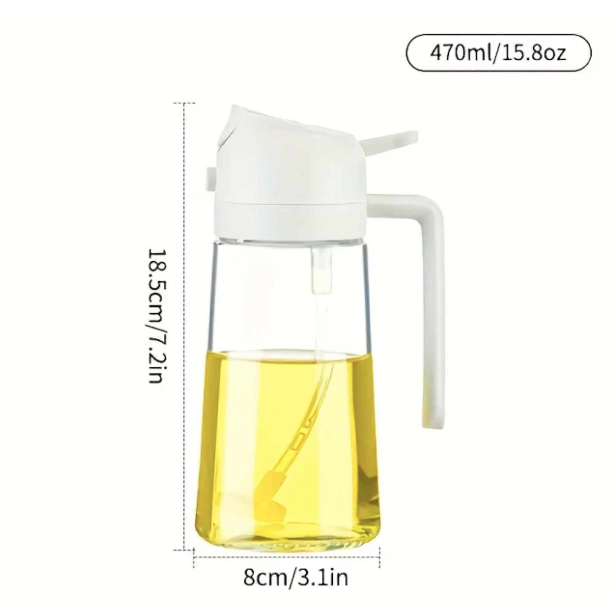 Oil Dispenser and Sprayer 2 in 1 470ml Glass Bottle