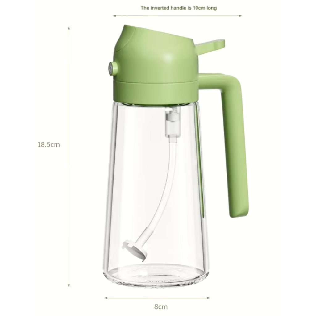 Oil Dispenser and Sprayer 2 in 1 470ml Glass Bottle