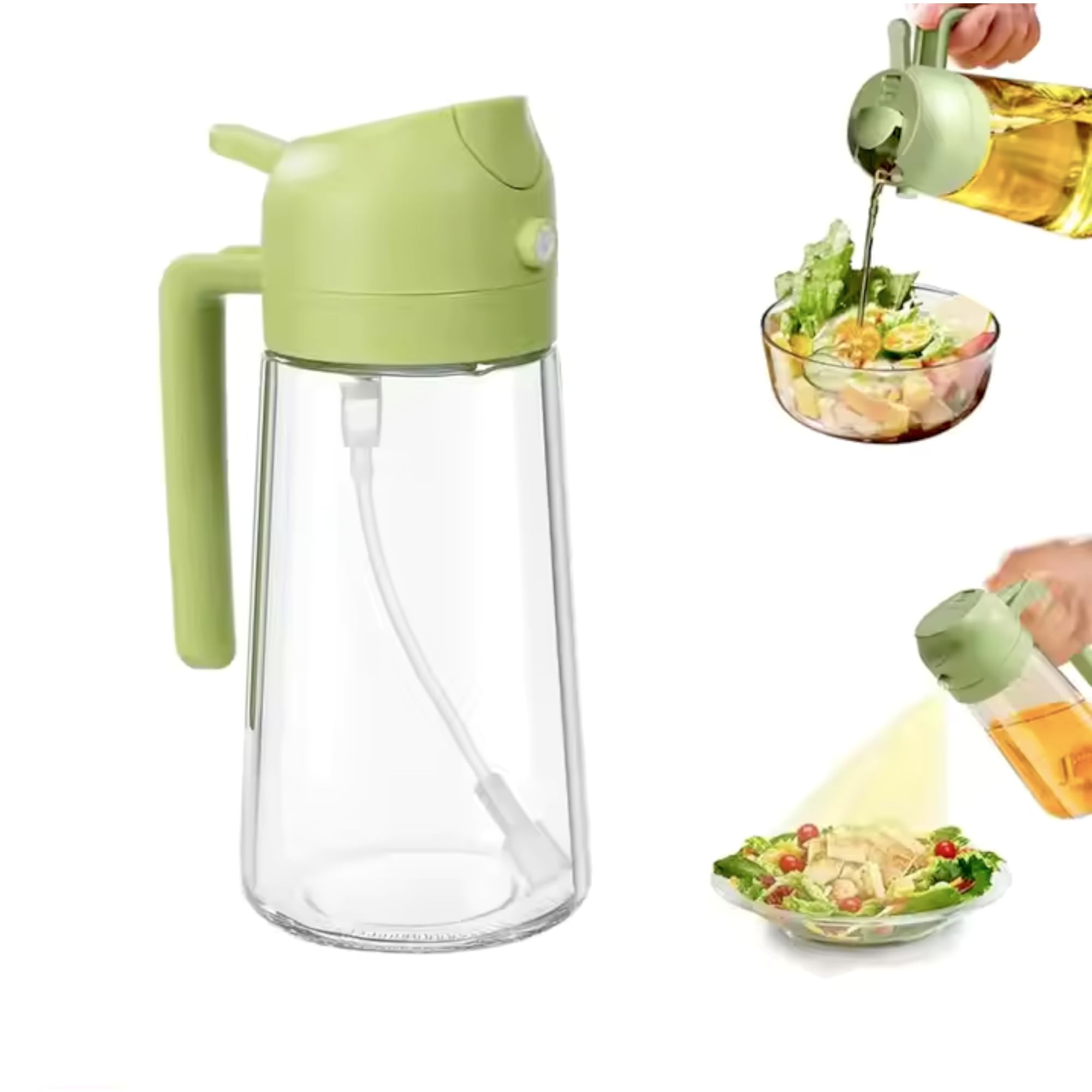 Oil Dispenser and Sprayer 2 in 1 470ml Glass Bottle
