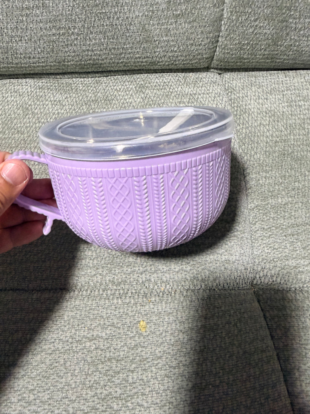 Purple Soup Bowl with Lid & Spoon | Microwave Safe | Portable Food Bowl | CozyHomeWare