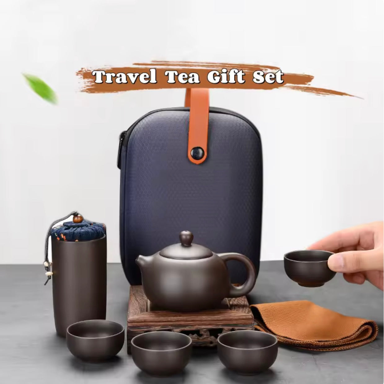 Ceramic Porcelain Travel Tea Set - Outdoor Kung Fu Tea Set for Camping, Hiking, Office & Travel