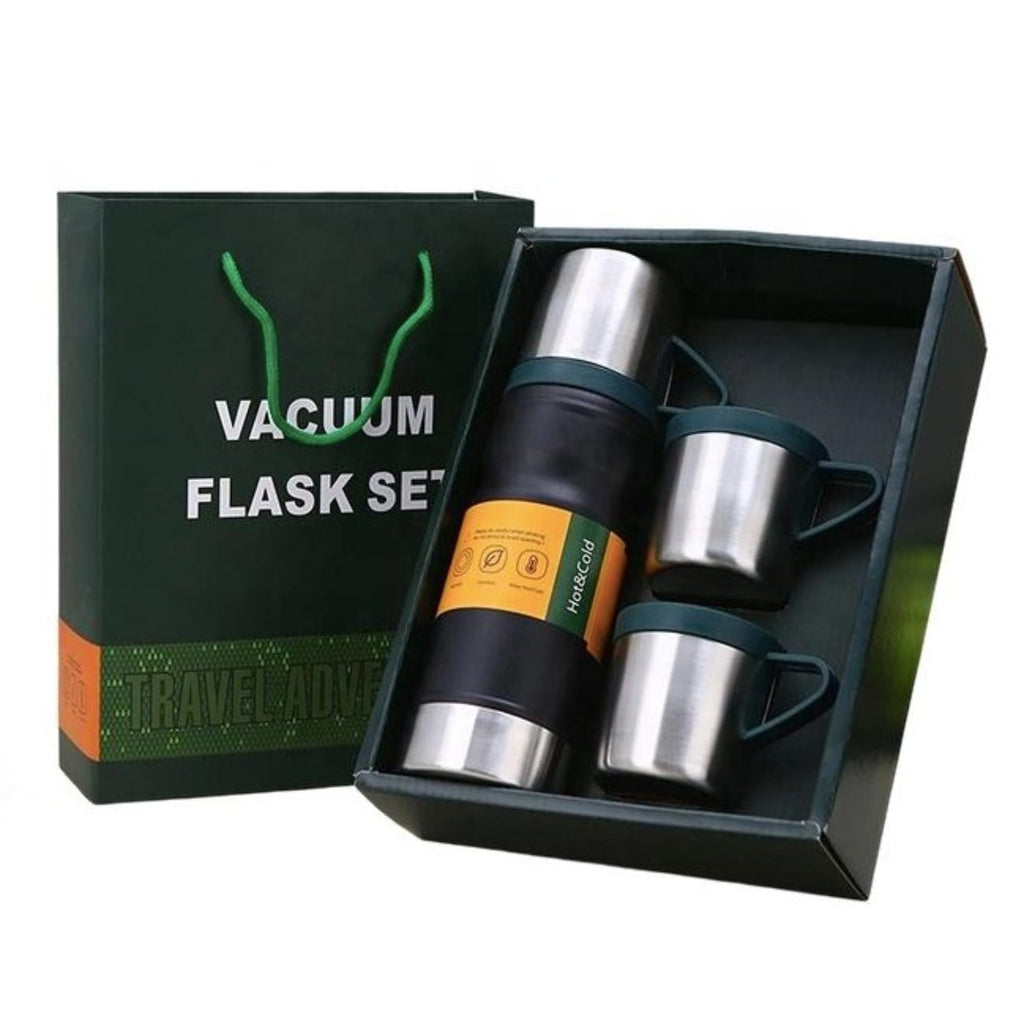 Vacuum Insulated Travel Flask Set with Extra cups