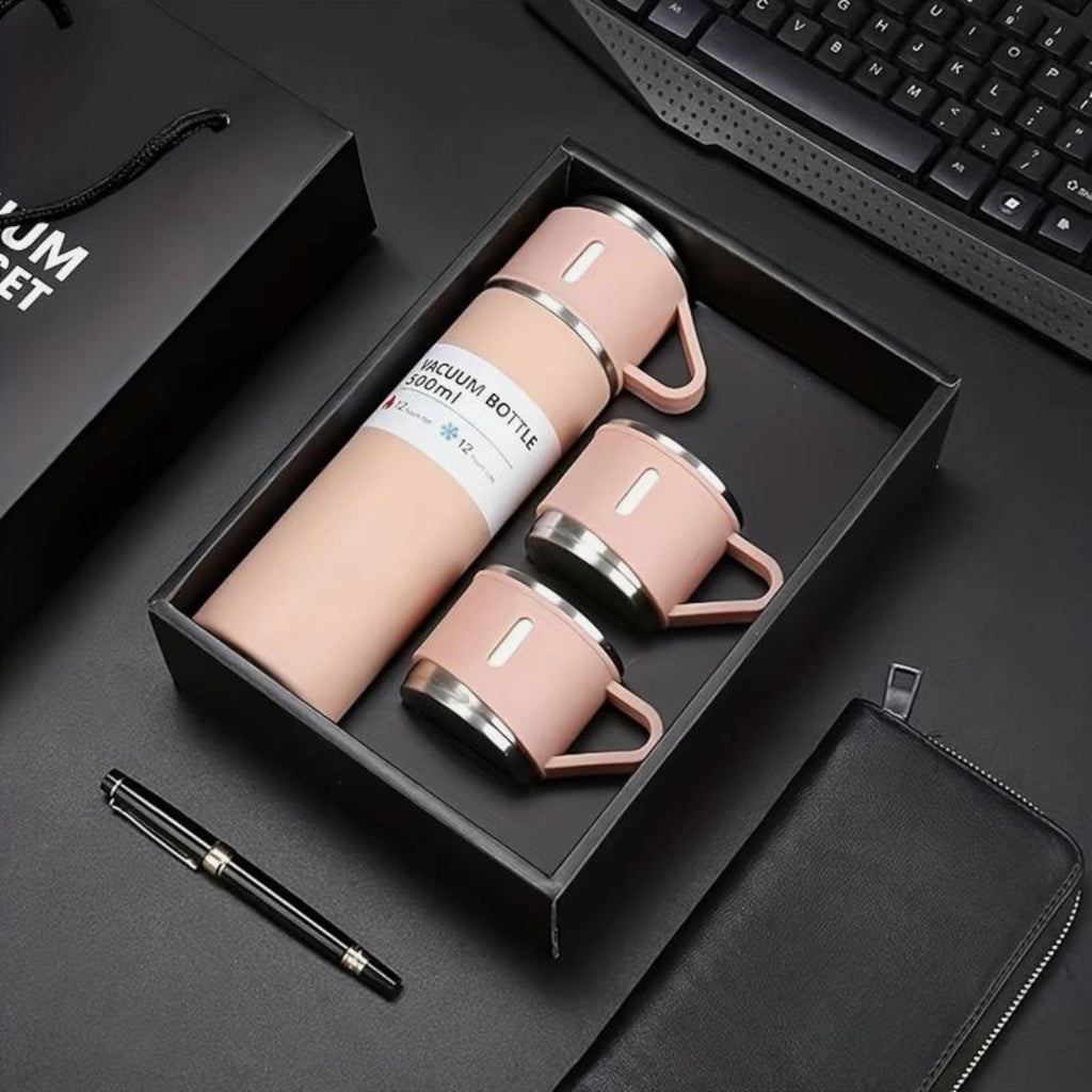 Vacuum Insulated Travel Flask Set Pink