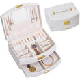 Portable Jewellery Box PU Leather Storage Case with Drawers, White