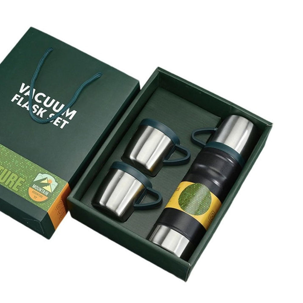 Vacuum Insulated Travel Flask Set with Extra cups