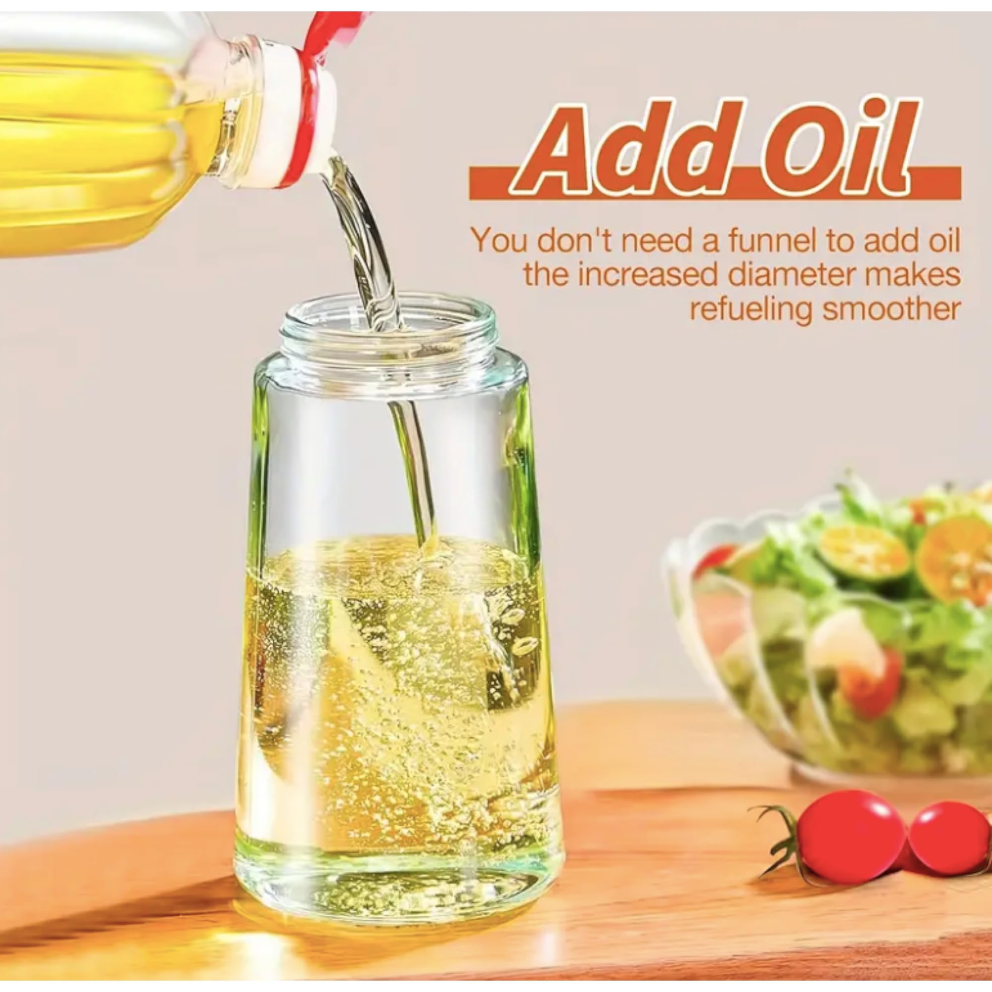 Oil Dispenser and Sprayer 2 in 1 470ml Glass Bottle