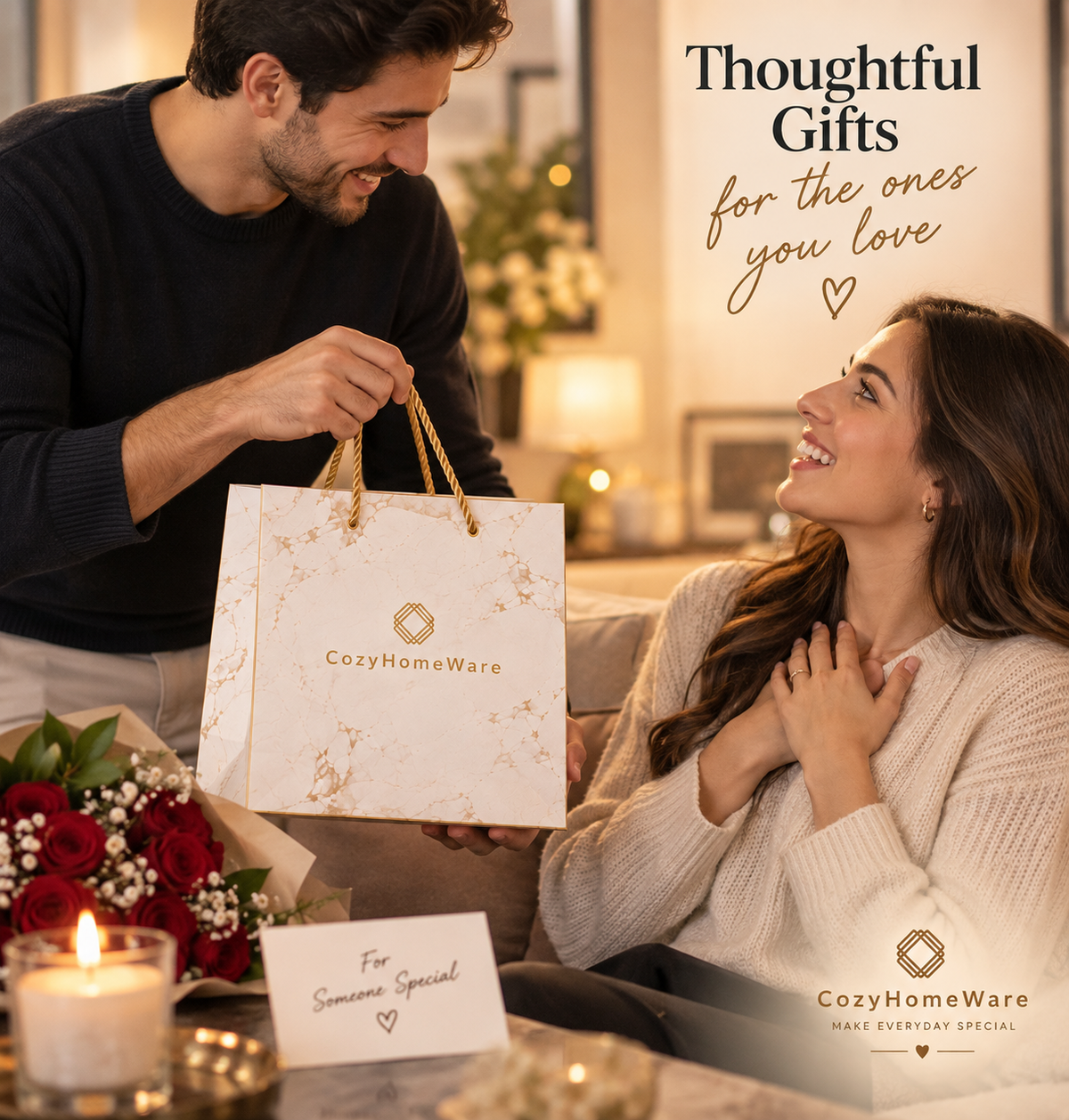 CozyHomeWare Thoughtful Gift Set – 500ml Tumbler, Premium Soft Towel & Compact Umbrella with Luxury Gift Box & Bag