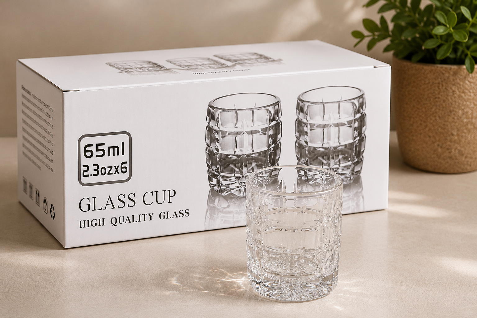 Premium Espresso Shot Glasses Set of 6 – 65ml Crystal Clear Glass Cups for Espresso, Turkish Coffee & Liqueurs