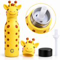 Cute Animal Kids Water Bottle 500ml | Stainless Steel Drinking Bottle with 3D Animal Head Cap