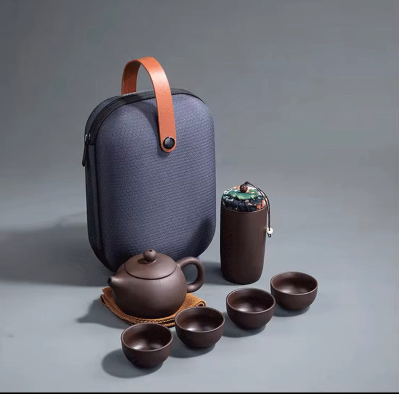 Ceramic Porcelain Travel Tea Set - Outdoor Kung Fu Tea Set for Camping, Hiking, Office & Travel