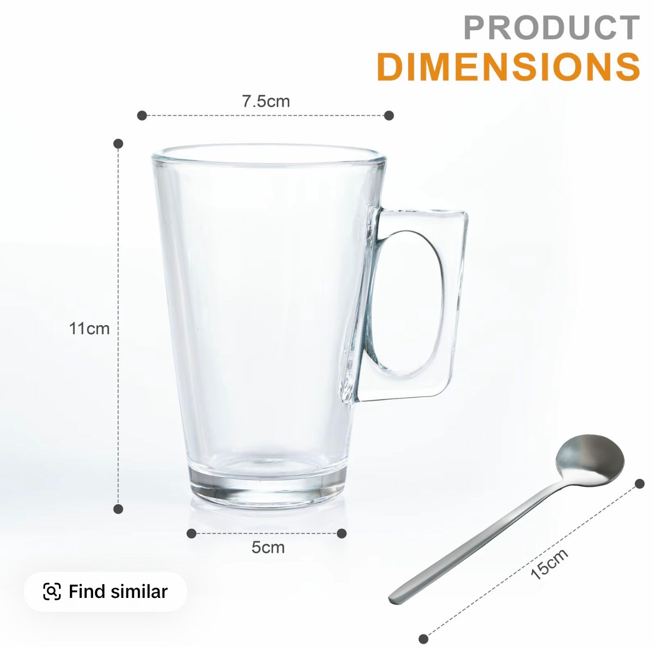 6 Piece Glass Latte Mug Set with Spoons | Premium Clear Coffee Glasses | Modern Tea, Latte & Cappuccino Cups | Dishwasher Safe | CozyHomeWare