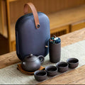 Ceramic Porcelain Travel Tea Set - Outdoor Kung Fu Tea Set for Camping, Hiking, Office & Travel