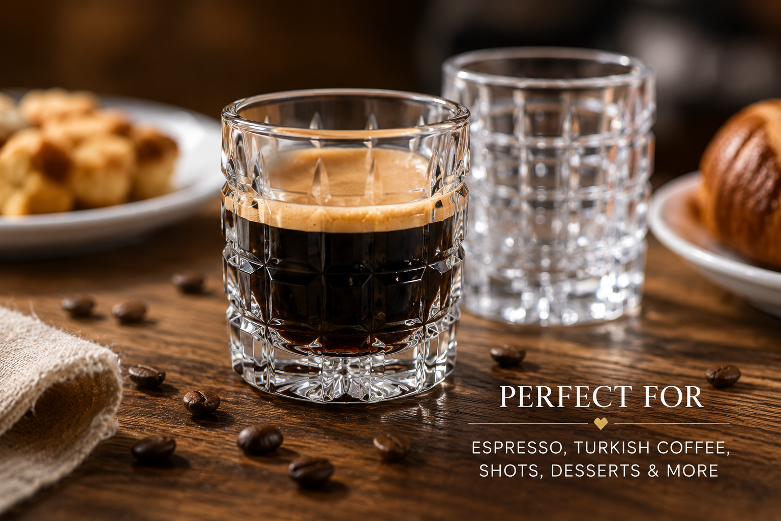 Premium Espresso Shot Glasses Set of 6 – 65ml Crystal Clear Glass Cups for Espresso, Turkish Coffee & Liqueurs