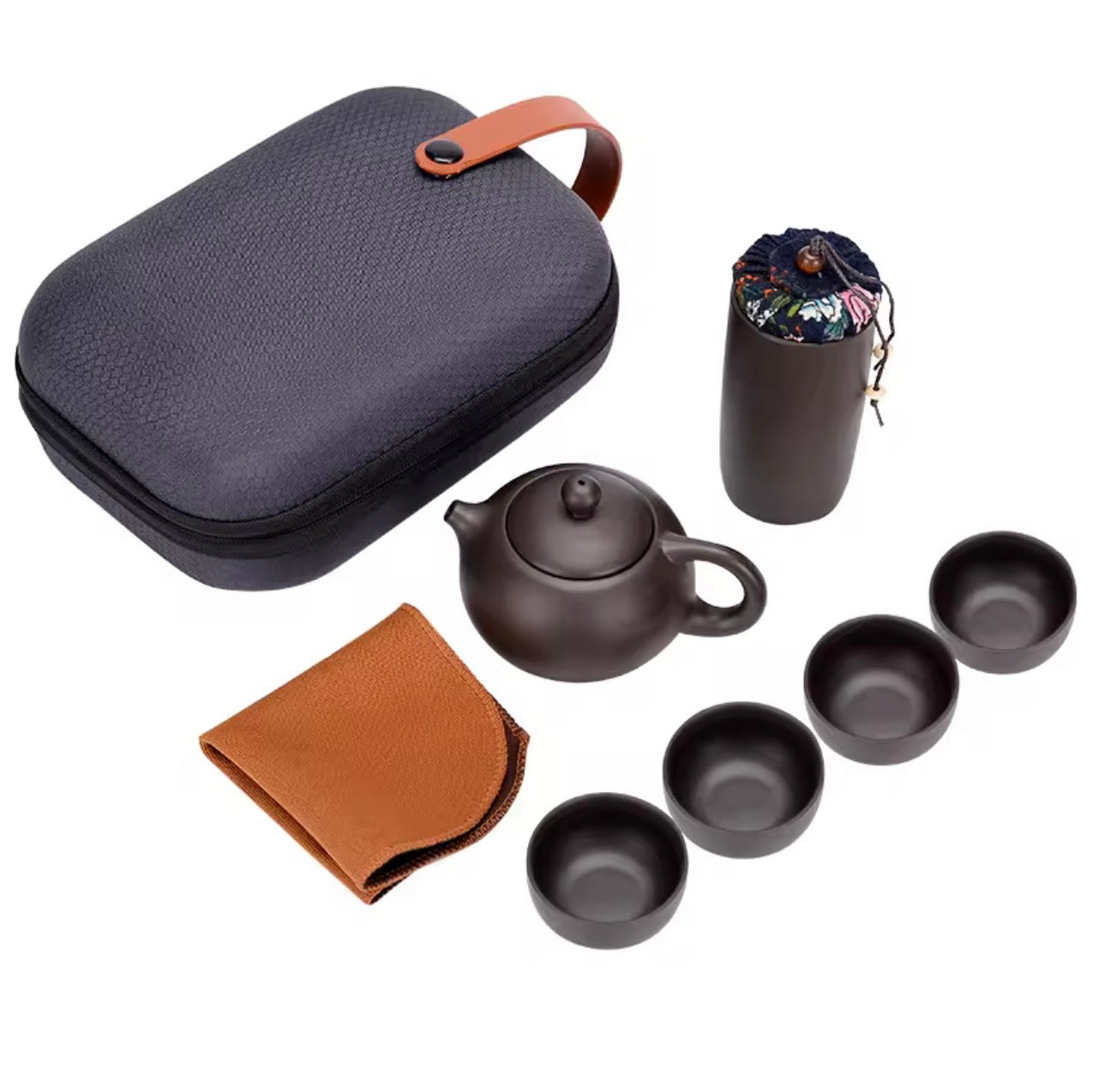 Ceramic Porcelain Travel Tea Set - Outdoor Kung Fu Tea Set for Camping, Hiking, Office & Travel