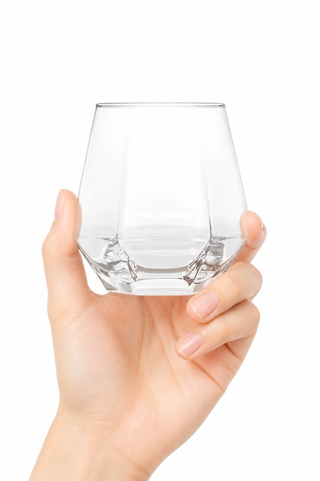 Hexagonal Crystal Glass Tumbler Set – 6 Piece Modern Drinking Glasses (310ml)