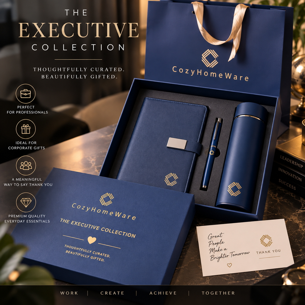 Luxury Cozy Gift Set with Towel, Glass Tumbler & Mini Umbrella | Premium Gift Box + Gift Bag | Birthday & Christmas Gift